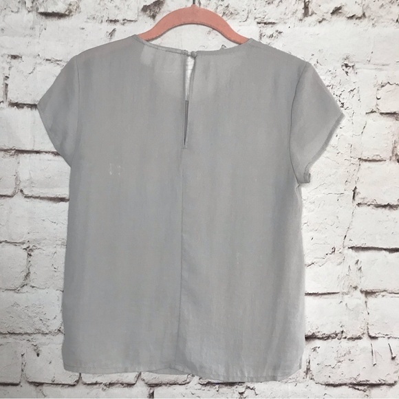 H&M DIVIDED sheer grey top with clear crystal embellishments short sleeve Size 2 - Picture 8 of 15